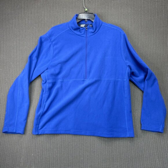 Lands End Mens XL Blue Fleece Pullover Quarter-Zip Jacket - Picture 1 of 10